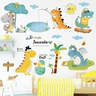Мультяшные наклейки на стену с динозаврами для детской комнаты, Настенный декор, Декоративная Виниловая наклейка для детской комнаты, Экологически чистая наклейка для украшения дома