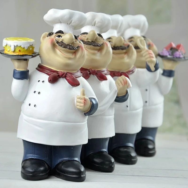 

Chef Statue Kitchen Cooking Chef Sculpture For Table Figurine Model Home Decoration Accessories Kitchen Ornament Resin Craft Gif