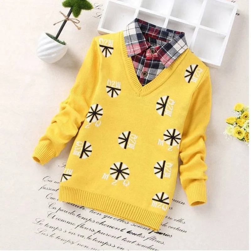 Детский свитер для мальчиков Осень зима 2019 Трикотажная хлопковая одежда малышей