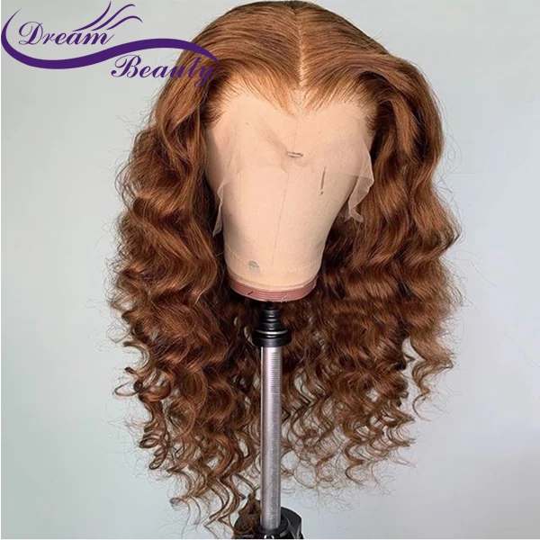 Dream Beauty Ombre Human Hair 13X6 Lace Front Wig 180 Density Brazilian Remy Wave With Baby Hair Bleached Knots Pre Plucked