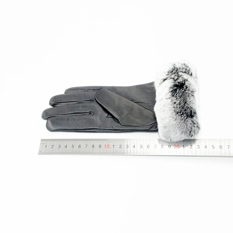 

New Winter Fashion Brand Famous Celebrities Women Genuine Leather Gloves Real Sheepskin Rabbit Fur Fingerless Gloves Female C1