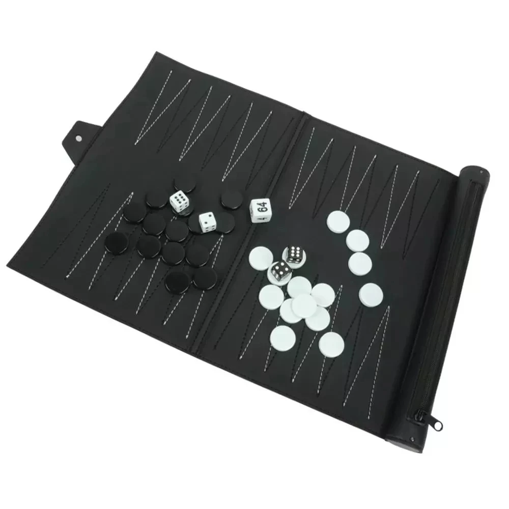 

Portable Travel Games Chess & Checkers & Backgammon 3 In 1 Set Leather Board PU Chessboard Outdoor GameS Special Gift Backland