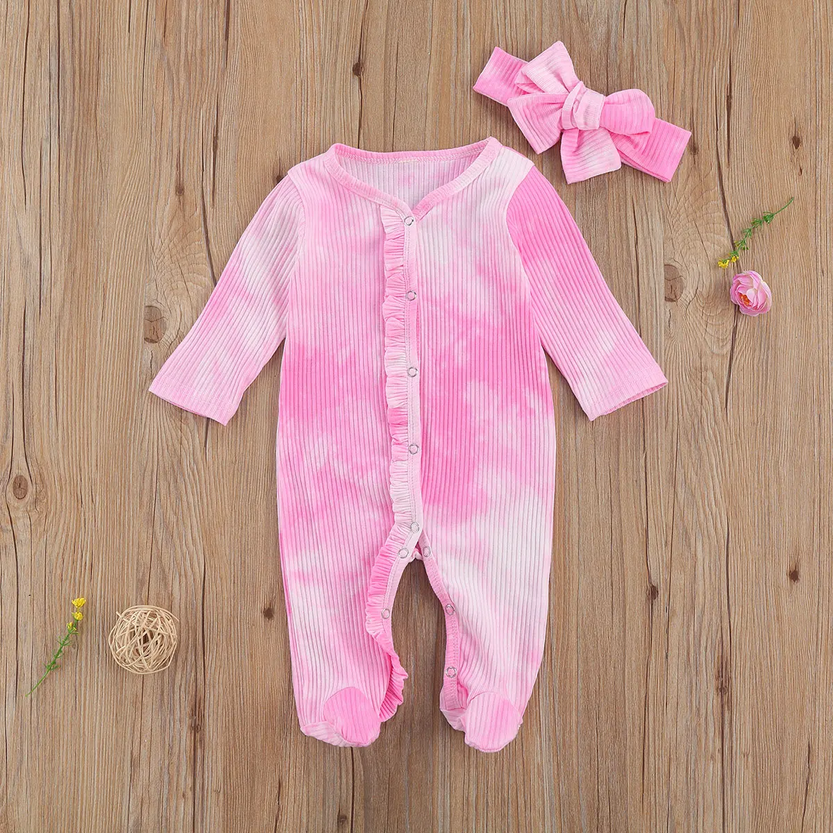 FOCUSNORM/комбинезон для новорожденных девочек с галстуком-краской Однобортный
