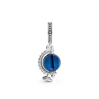 100 pan s925 silver new spinning blue globe pendant for original pandora bracelets and necklaces womens diy charm jewelry