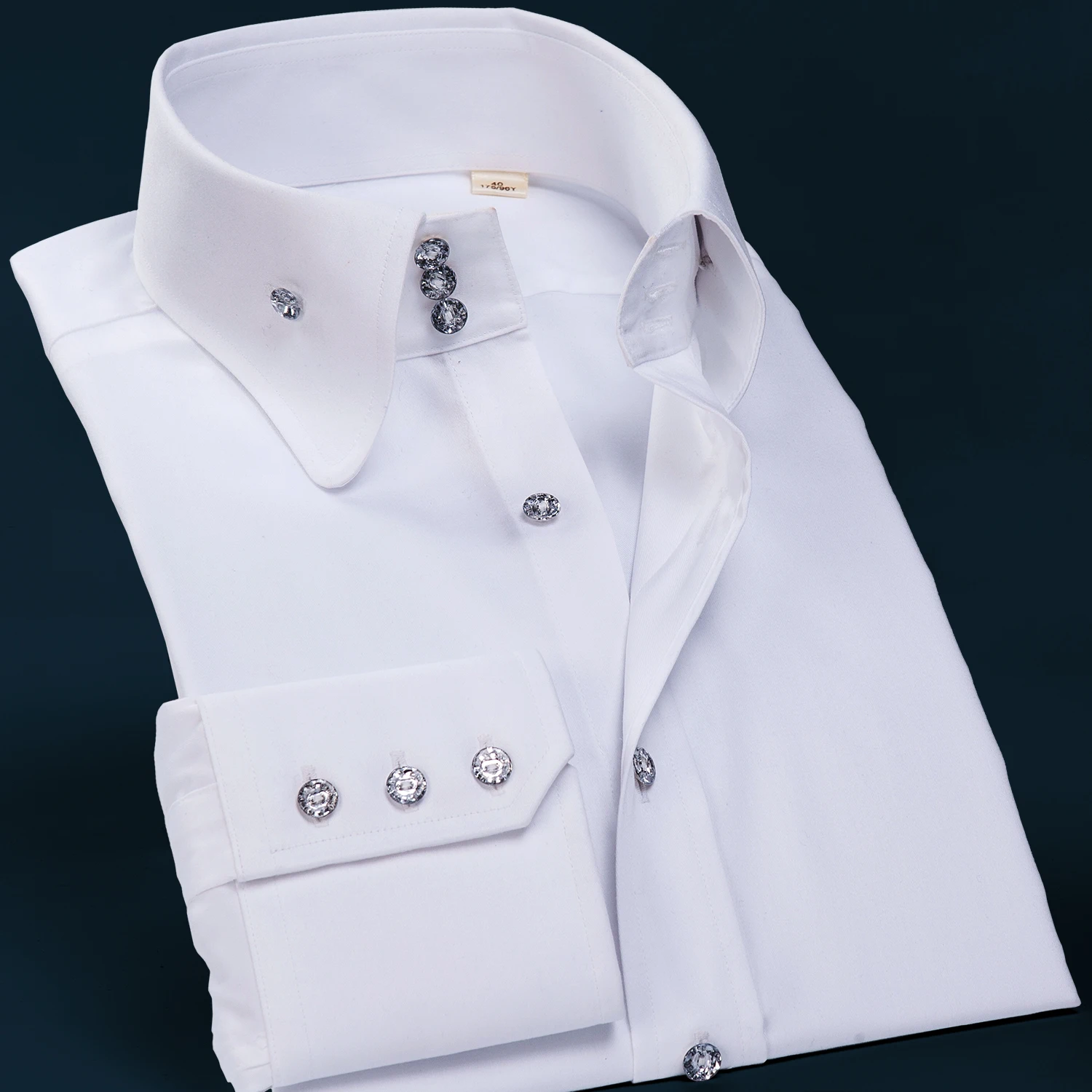 DEEPOCEAN Mercerized Cotton High Collar Shirt Men's Long-Sleeved Slim Youth BLOUSE Korean Handsome White Blue Black Purple