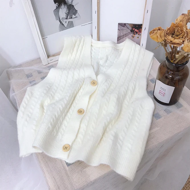 

Женский трикотажный кардиган с V-образным вырезом, без рукавов