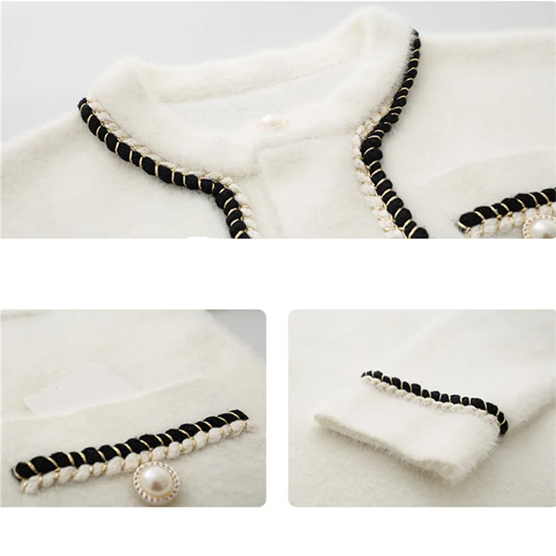 Осенне-зимний новый ретро-кашемировый свитер из норки пальто модная черная