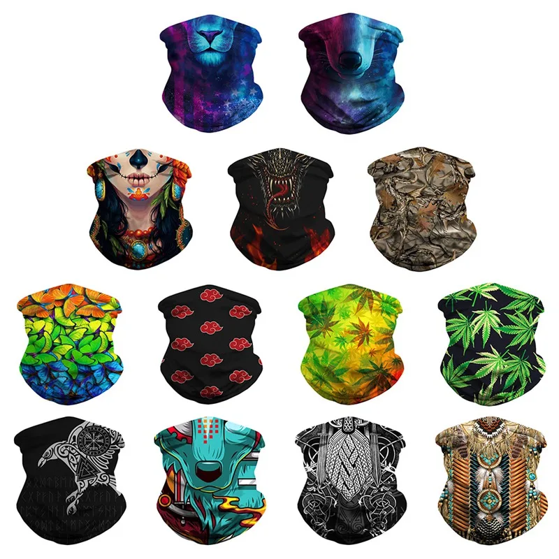 

National Style Unisex Bandana Face Masks Animal Printed Multi Functional Sweatband Hairband Head Scarf Outdoor Face Covers