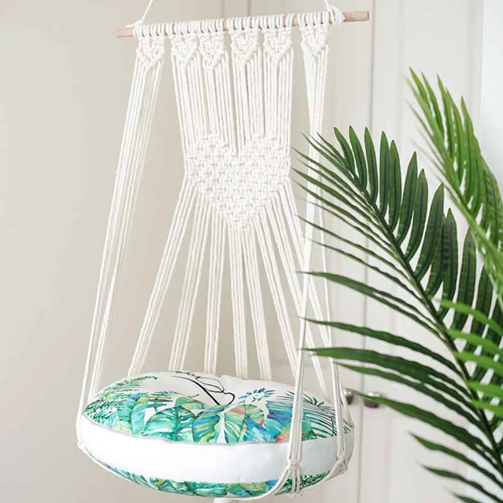 Плетеная вручную подвесная кровать сиденье для отдыха хлопковая веревка гобелен