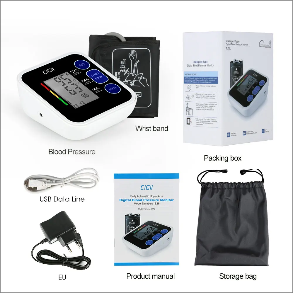 Сфигмоманометр RZ цифровой с европейской вилкой тонометр автоматический на руку