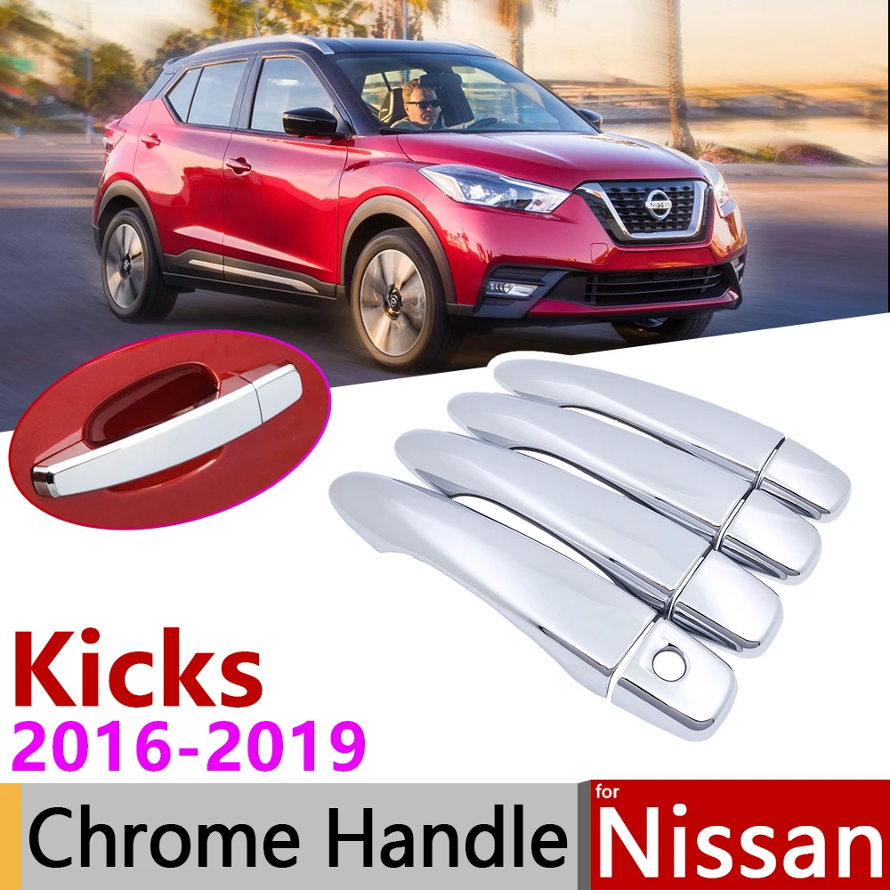 Роскошный хромированный чехол для ручки внешней двери Nissan Kicks P15 2016 ~ 2019