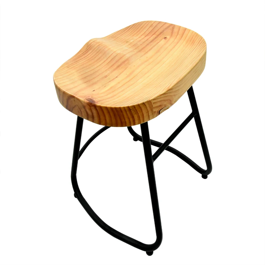 European Style Modern Wood S Shape Surface Bar Stool Fashion Cafe Iron Solid High Barstool Home Footstool 4 Size | Мебель