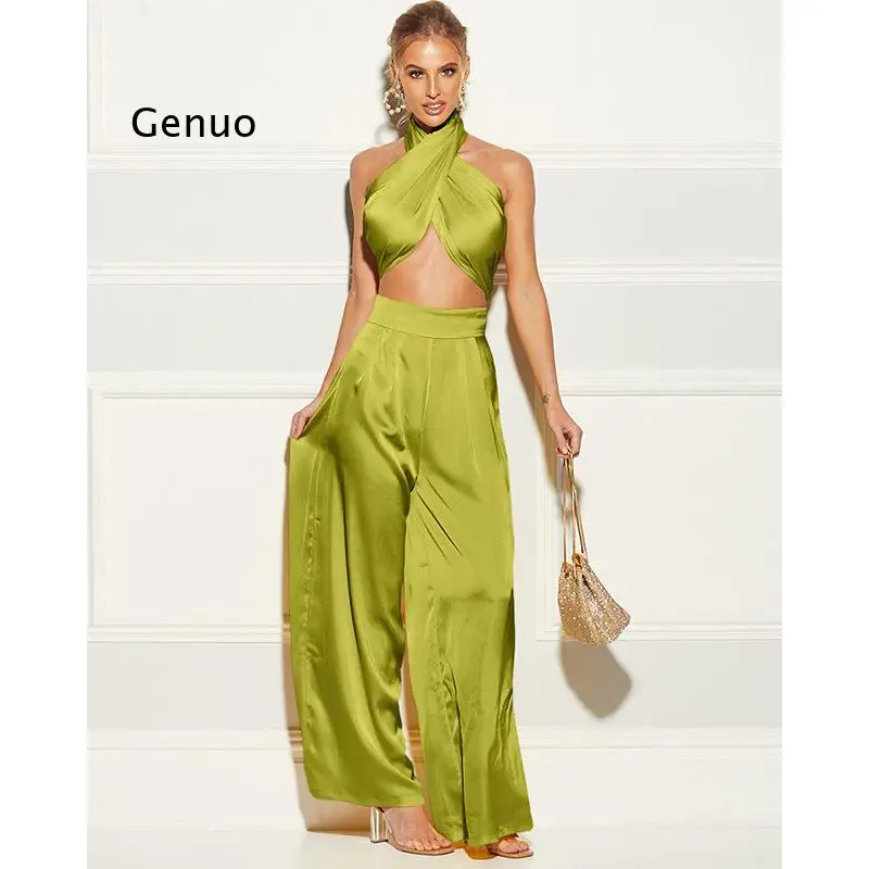 Sexy Bodycon Rompers Womens Jumpsuit Workout Active Wear Sleeveless 2021 Summer Satin Jumpsuits Skinny Fashion Club Party |