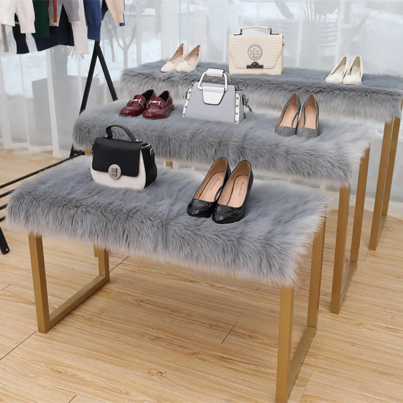 Белый плюшевый ковер украшение для магазина одежды окна скатерть ткань