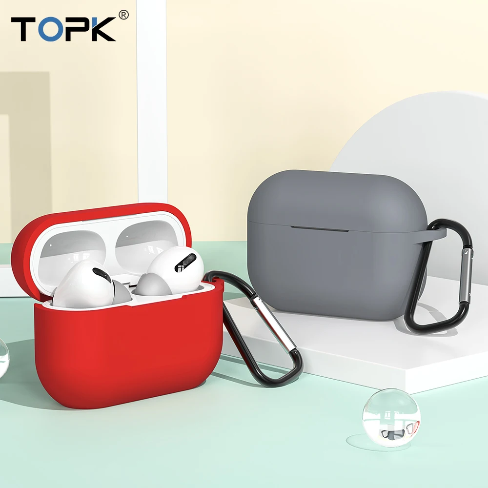 TOPK силиконовый чехол Защитный для Apple Airpods Pro TWS Bluetooth наушники Мягкий AirPods защитный