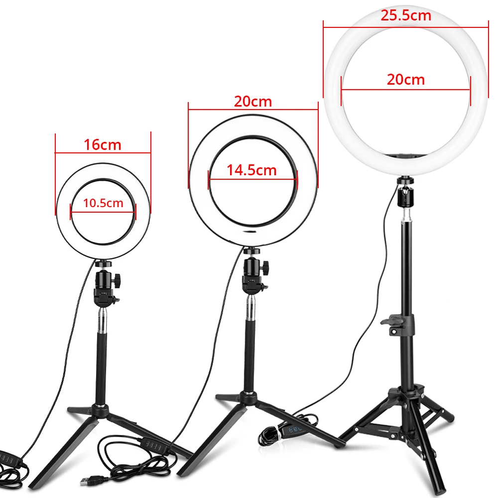 Spash 6 дюймов 8 дюймов 26cm USB кольцо свет настольная стрельба круглая лампа макияж свет для видео Youtube с держатель штатива