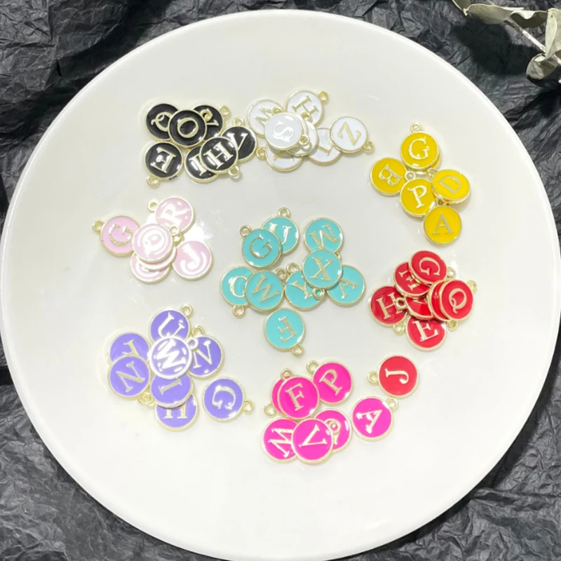 

New 12*15mm A-Z Letter Charms Enamel Charms Alphabet Initial Letter Handmade Pendant For Diy Bracelet Jewelry Making Wholesale