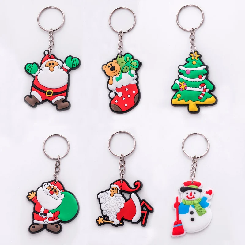 Модные Мультяшные Брелоки для ключей с Санта Клаусом подвеска на рождественскую