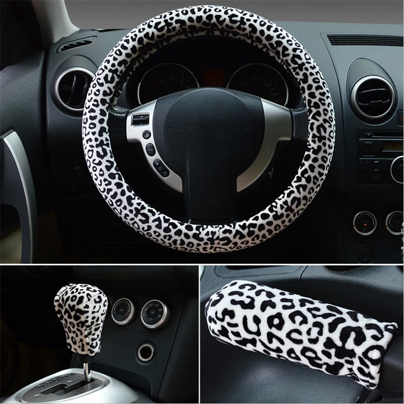 Зимние плюшевые автомобильные чехлы на руль 3 шт./компл. 38 см милые женские с