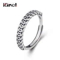 kinel ethnic 925 sterling silver coin ring female vintage punk personality silver rings simple open adjustable jewelry