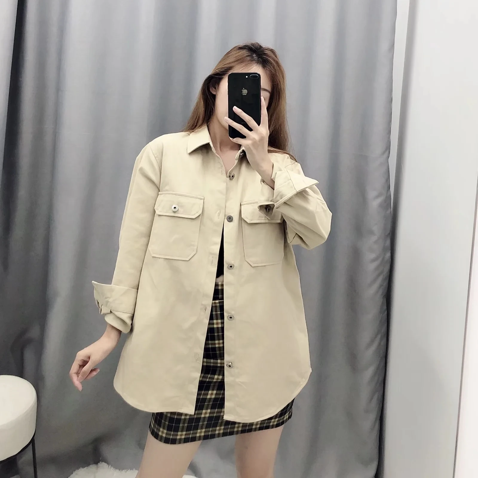 Новая Женская Толстая блузка-карго с длинным рукавом винтажная Свободная