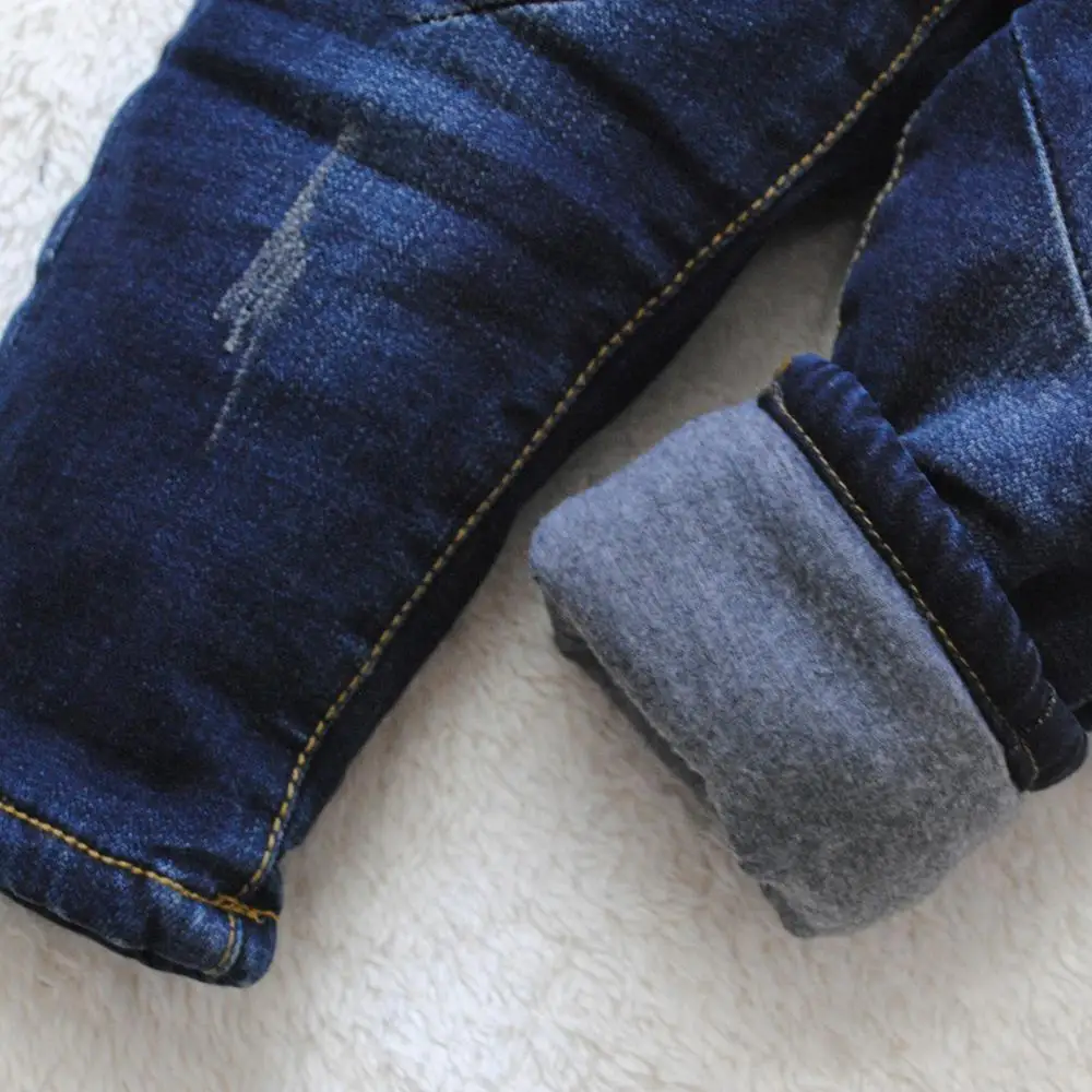 4073 очень теплые детские джинсы зимние плотные штаны с хлопковой подкладкой для