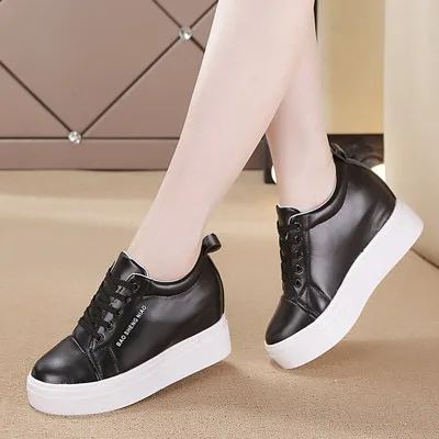 3 Модная женская обувь на танкетке; женская обувь, увеличивающая рост; женская повседневная обувь; кроссовки; цвет белый, черный; женская обувь; размеры 34-40 - Цвет: 3