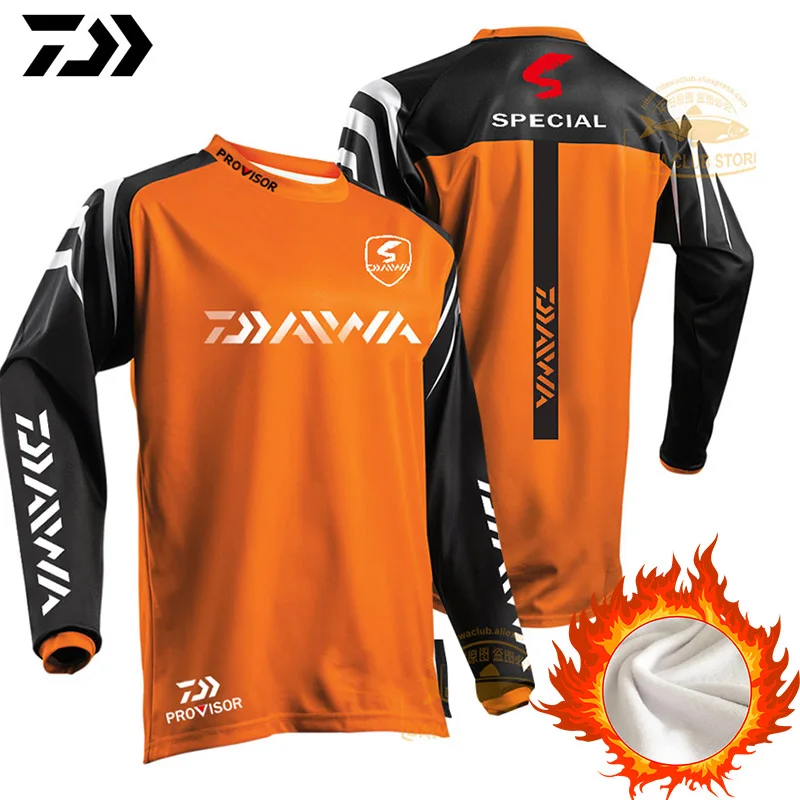 Thermal Fishing Sweater DAWA Fishing Sweatshirt Thicken Winter Fleece Fishing Jersey Long Sleeve Thermal Underwear Sweater