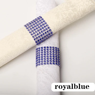 royalblue 6 шт., кольца для салфеток, стулья, пряжки, вечерние свадебные украшения, блестящие украшения, банты со стразами, держатель для салфеток ручной работы - Цвет: royalblue