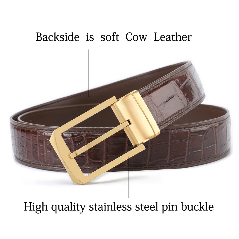 ремень мужской McParko Роскошный пояс из крокодиловой кожи натуральной деловой на