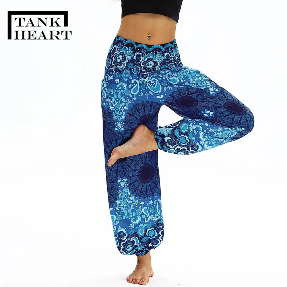 Sexy new yoga pants outdoor loose high waist Print colorvalue athletic leggins sport women fitness clothes yoga wide leg pants
