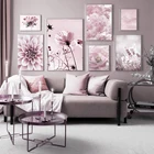 Картина на холсте, задние плакаты, розовый цветок, вишня, роза, пион, небо, птица, настенные картины для украшения дома