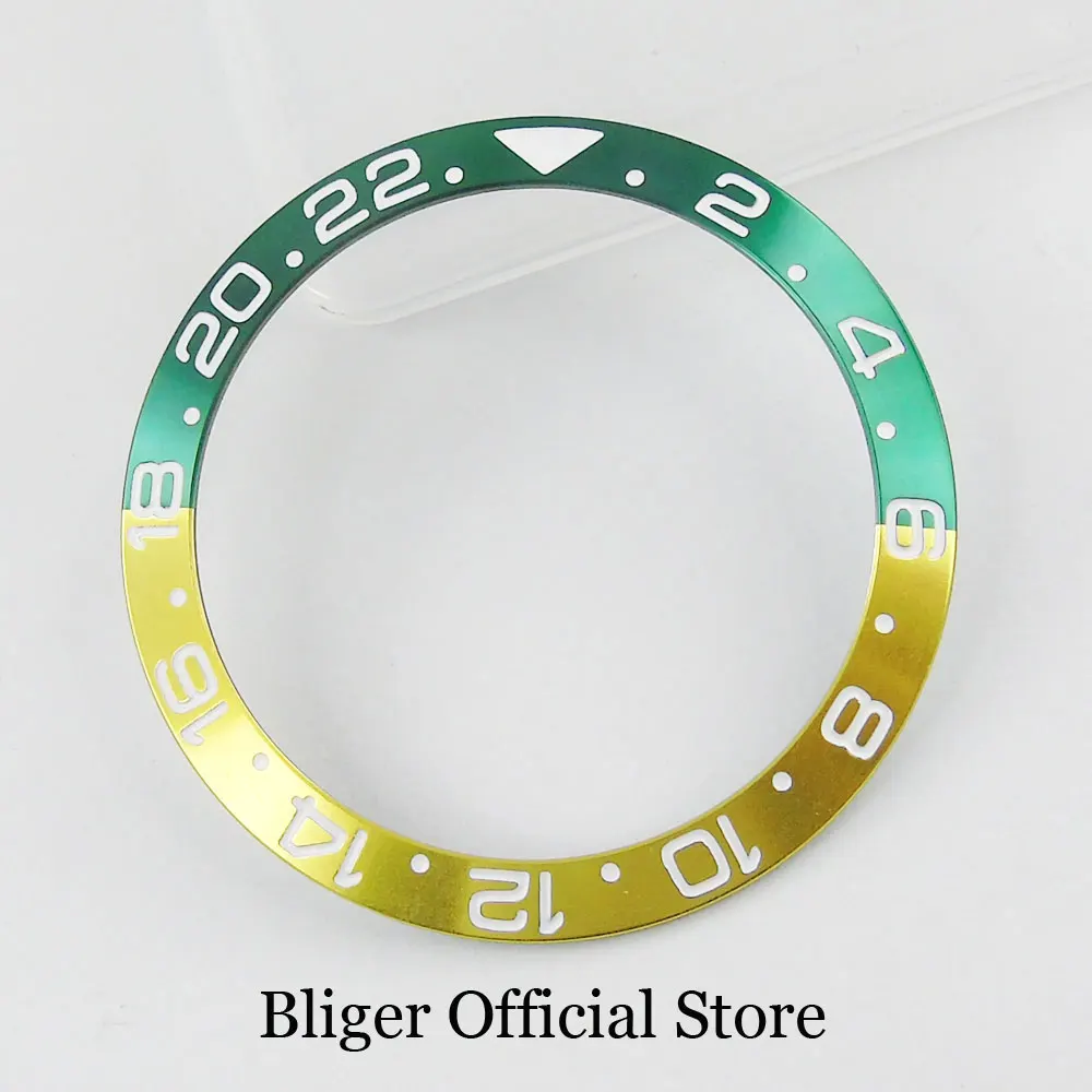 Новая мода 38 мм зеленый золотой алюминиевый сплав БЕЗЕЛЬ для наручных часов