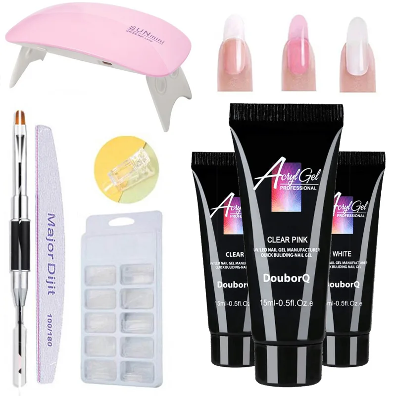 

Poly Nail Gel Kit 15ml Quick Building Set UV Light Poligel Nail Gel Polish For Nail Extensions Acrylic Gel Polish Art 0160