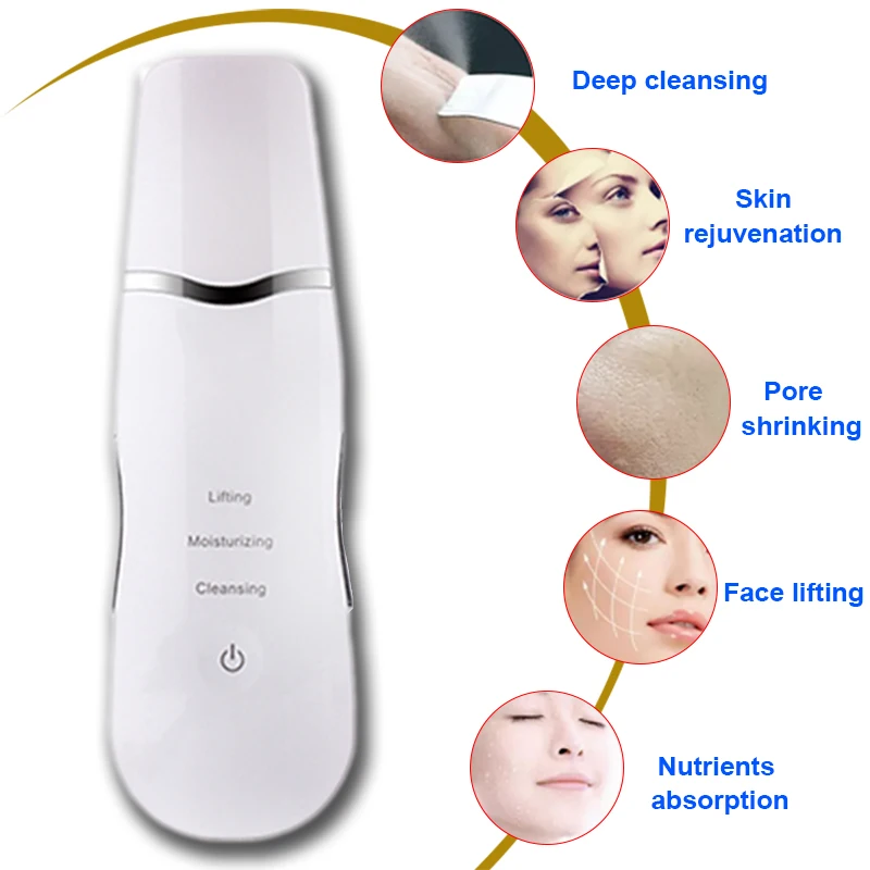 Электрический ультразвуковой скруббер для кожи вибрационный пилинг средство