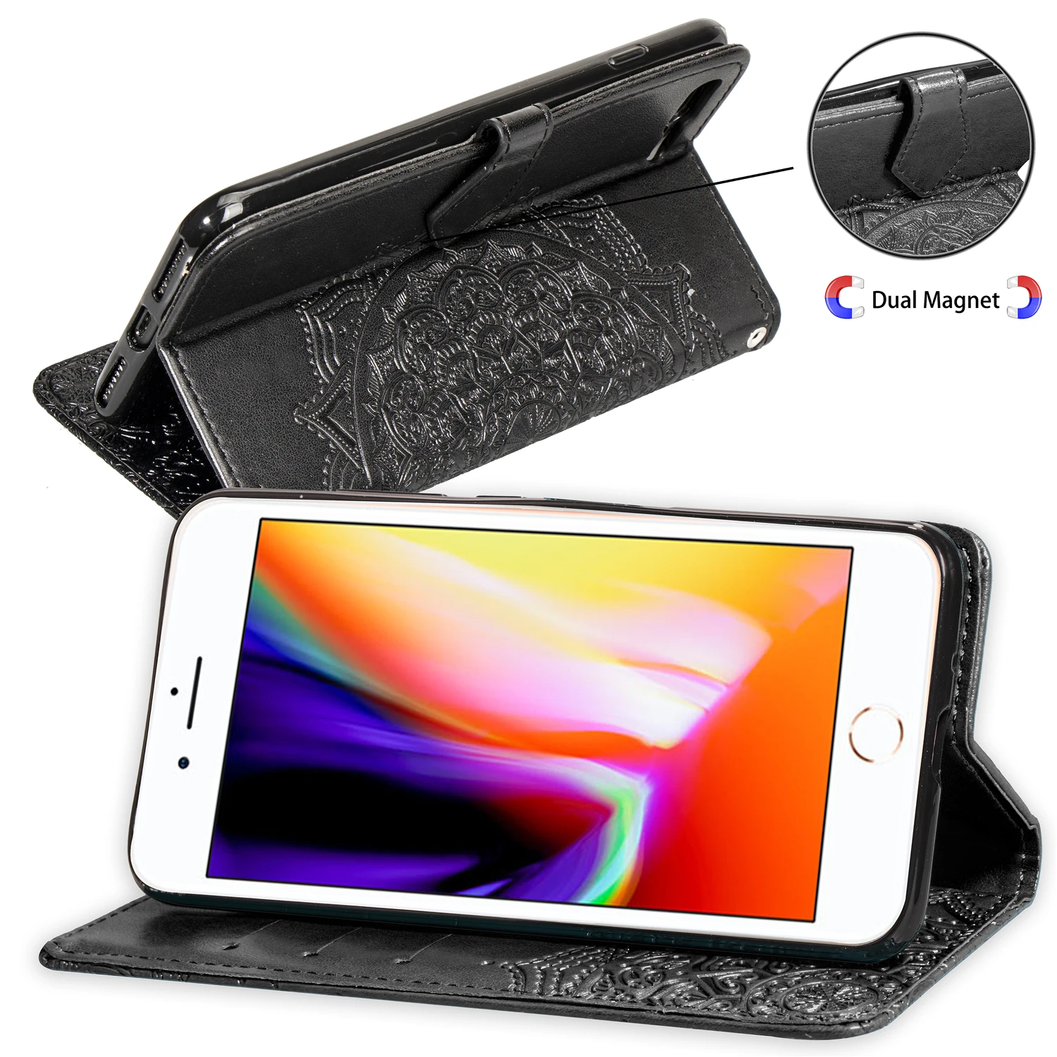 magnetic leather case for iphone11 pro max wallet flip for iphone 11 pro max xr xs max 7 8 6 6s plus 3d stand phone cover etui free global shipping