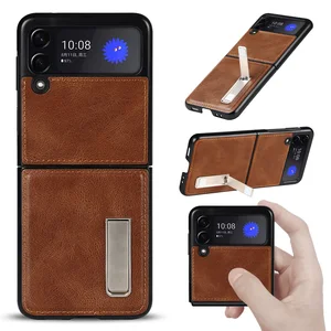 for samsung galaxy z flip 3 case with magnetic stand holder leather cover for galaxy z flip3 5g full protection case phone funda free global shipping