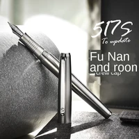 517s hongdian metal stainless steel silver fountain pen effbent nib excellent writing gift ink pen for business office home