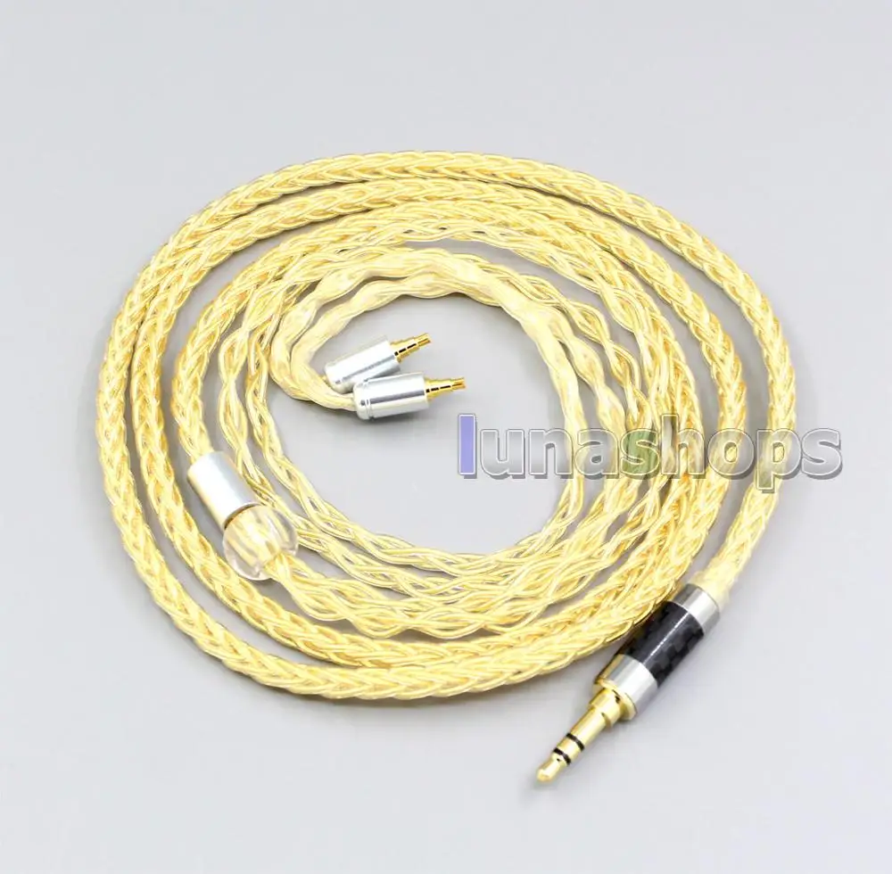 

LN006498 3.5mm 2.5mm 4.4mm XLR 8 Cores 99.99% Pure Silver + Gold Plated Earphone Cable ForSennheiser IE40 Pro