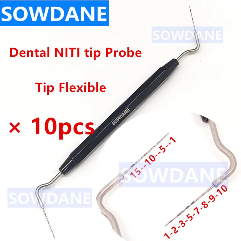 10 pcs Dental Periodontal Probe with Scaler Dentist Explorer Tool Endodontic Tooth Cleaning Niti Tip Flexible