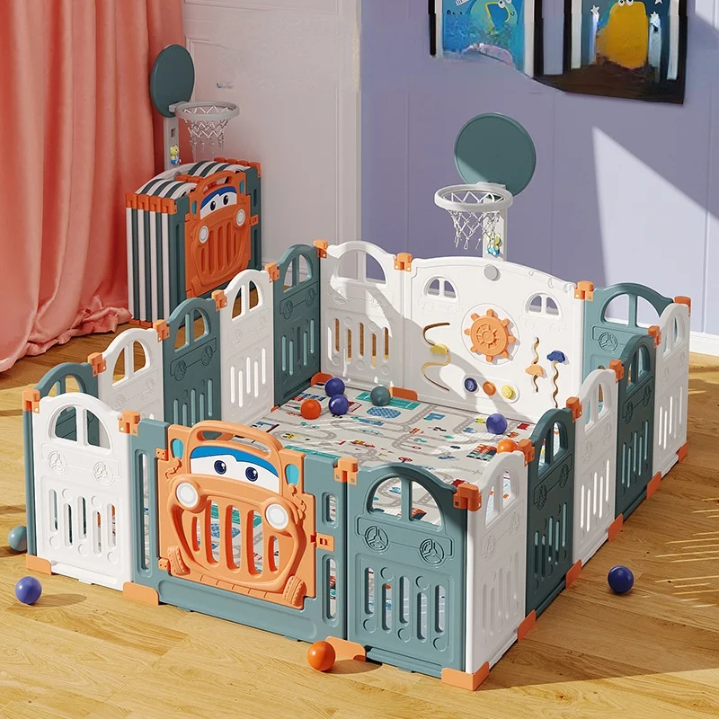 Infant Folding Playpen Baby Indoor Home Playground Baby Walking Safety Fence Crawl Mat Protective Fence Ball Pool