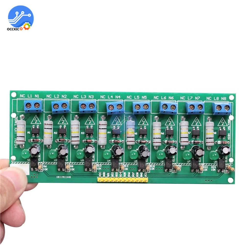 AC 220V MCU TTL уровень 8 канальная оптопара изоляционная испытательная плата