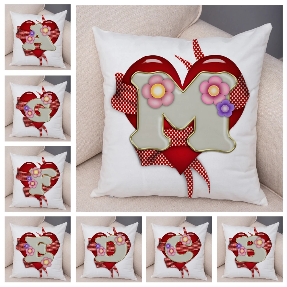 

Чехол для подушки с надписью Love Heart, декоративный чехол для подушки с геометрическим алфавитом, чехол для дивана, мягкий плюшевый чехол для п...