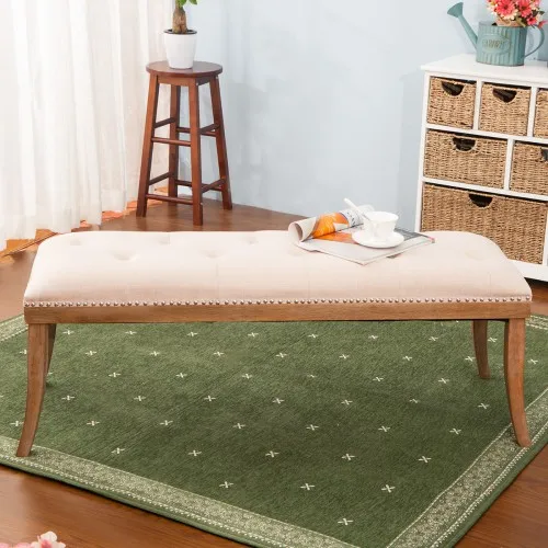 Heyward скамейка с мягкой отделкой на пуговицах деревянными ножками и гвоздике