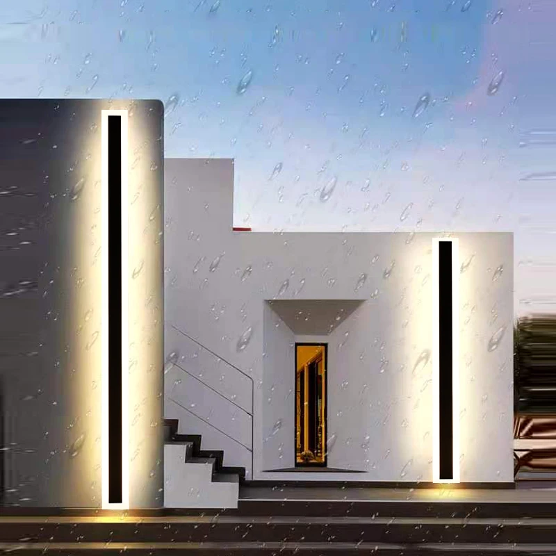 Luminária de Parede Linear à Prova Iluminação para Varanda Casa de Hotel D’água Estilo Minimalista Outoor Led Ip65