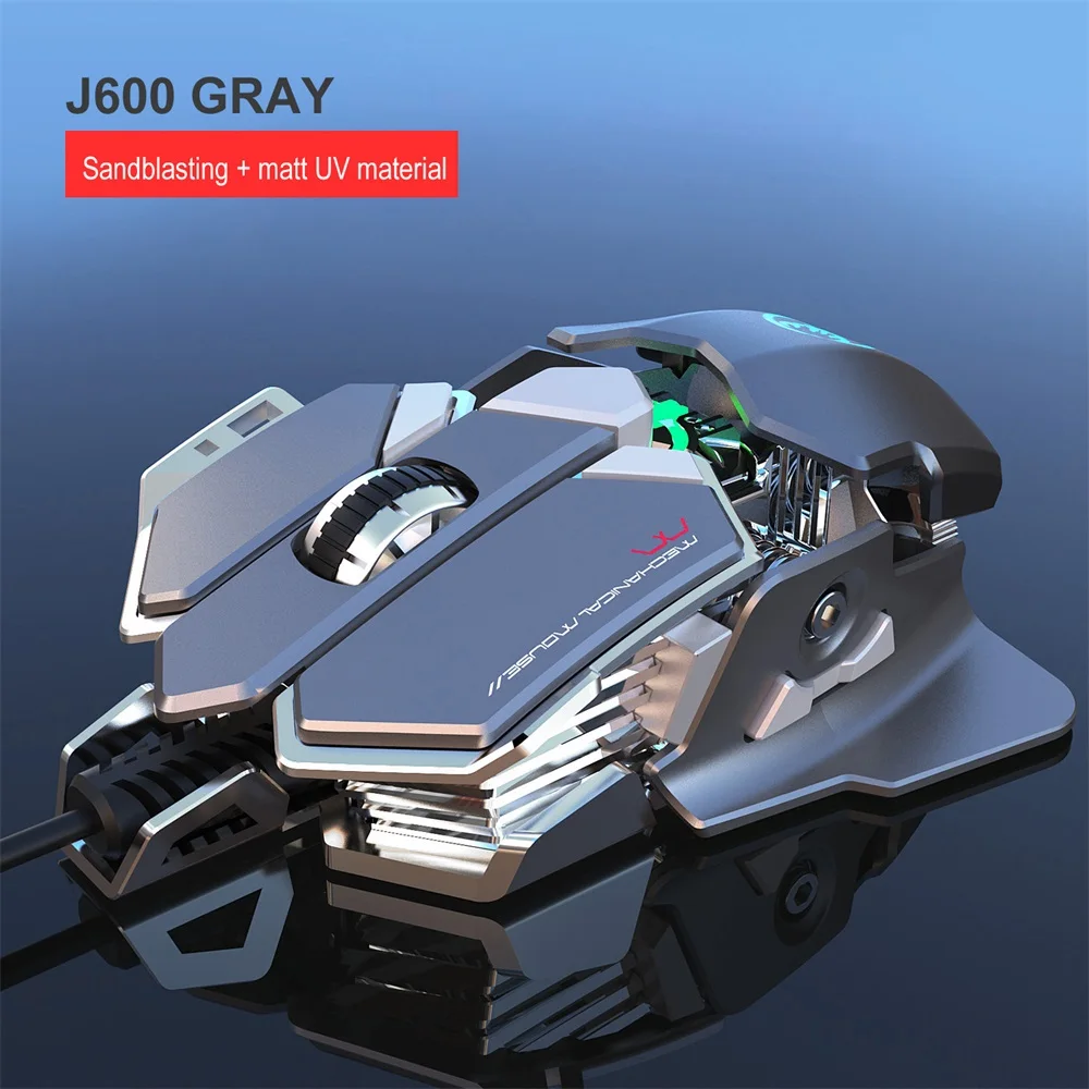 Проводная игровая мышь HXSJ J600 с девятью клавишами для макропрограммирования