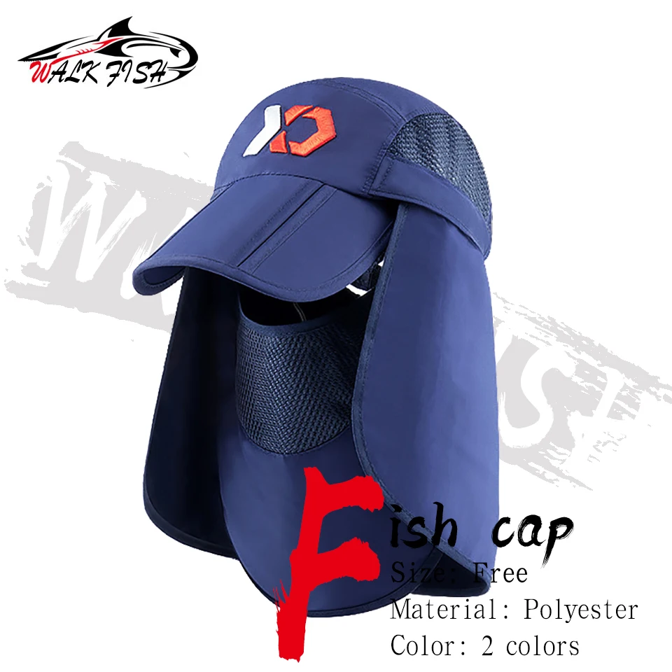 WALK FISH Несексуальная шляпа для рыбалки Sun Visor Cap Outdoor Protection с съемным нагрудником на уша и шеи для походов на кемпинг и лодку.