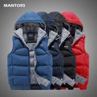 Мужская куртка без рукавов, зимний плотный жилет, мужской теплый жилет с капюшоном, повседневный жилет, Мужская Модная приталенная жилетка, пальто, Прямая поставка, 2020