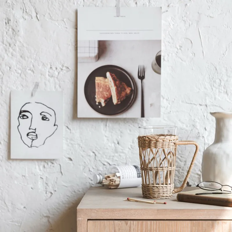 Трехместный ротанговый Плетеный крышка стакана воды Стекло с защитой от ожогов