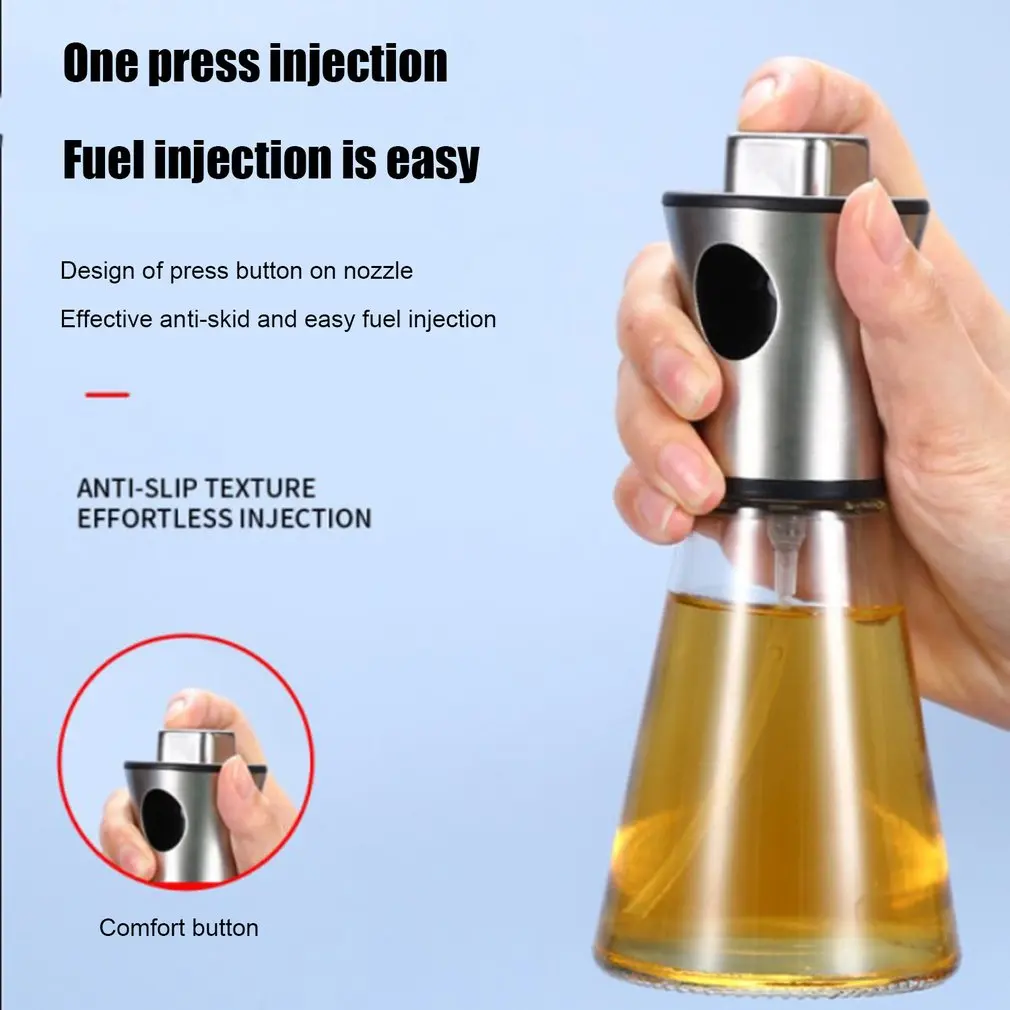 

Oil Spray Bottle 200ml Stainless Steel Funnel Pressed Olive Oil Sprayer Vinegar Dispenser Bottle For Bbq Baking Roasting